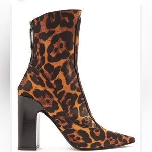 FABRIZIO VITI Leopard Print Satin Boots Size 40